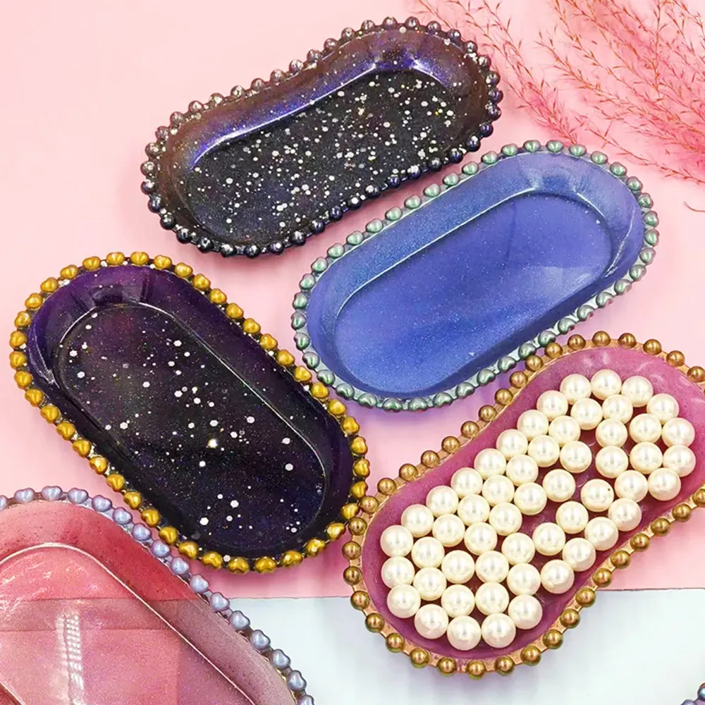 Moule silicone plateau ovale hexagonal dessous verre bijoux