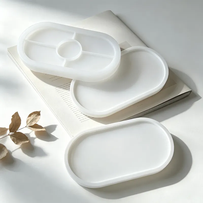 Moule silicone plateau ovale plâtre et ciment