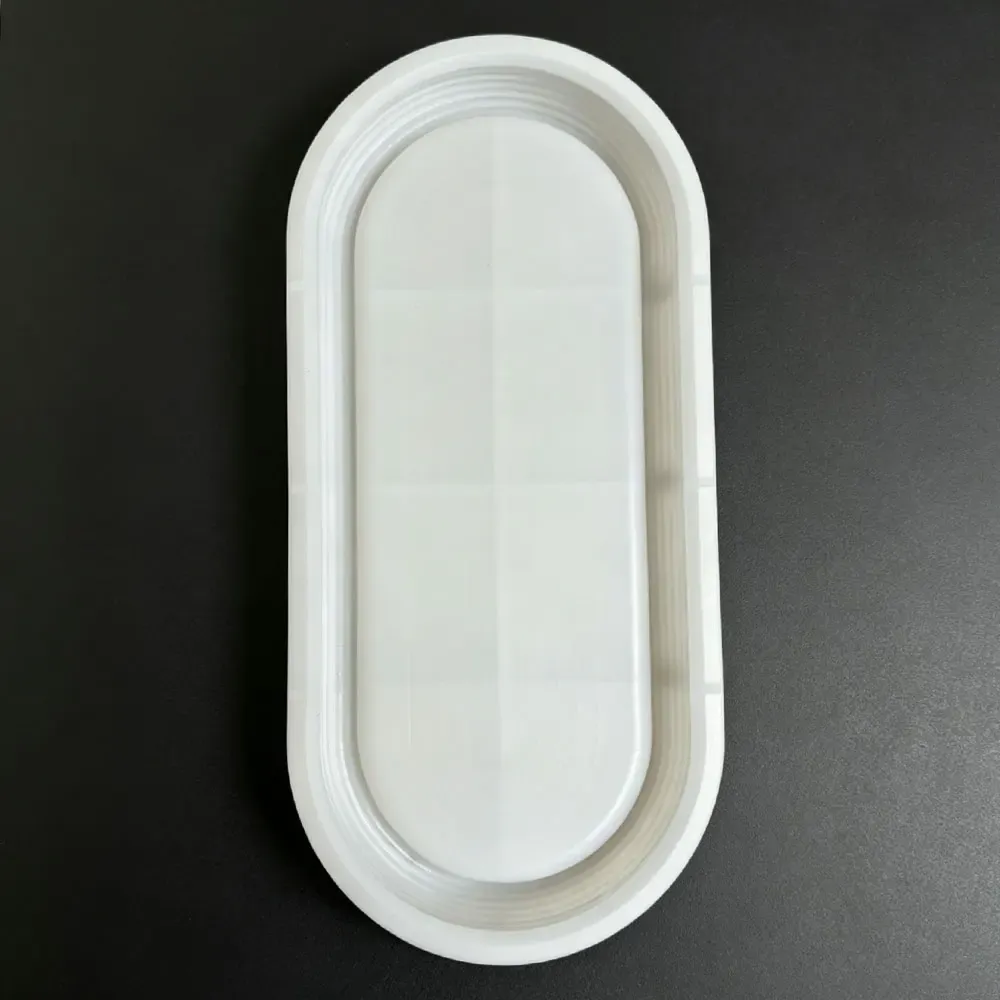 Moule silicone plateau ovale rayé béton résine