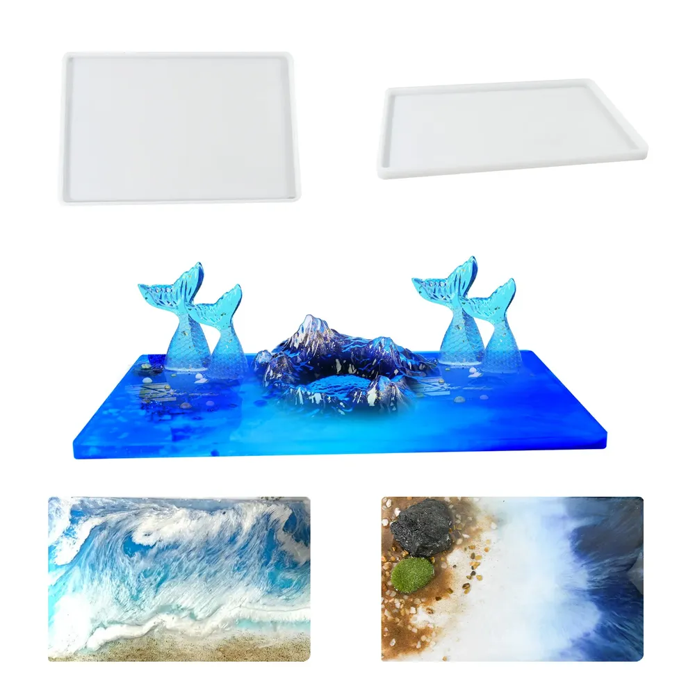 Moule silicone plateau rectangulaire 35x23cm art résine