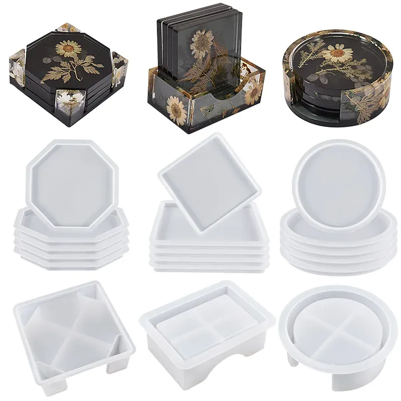 Moule silicone plateau rond carré et tasse