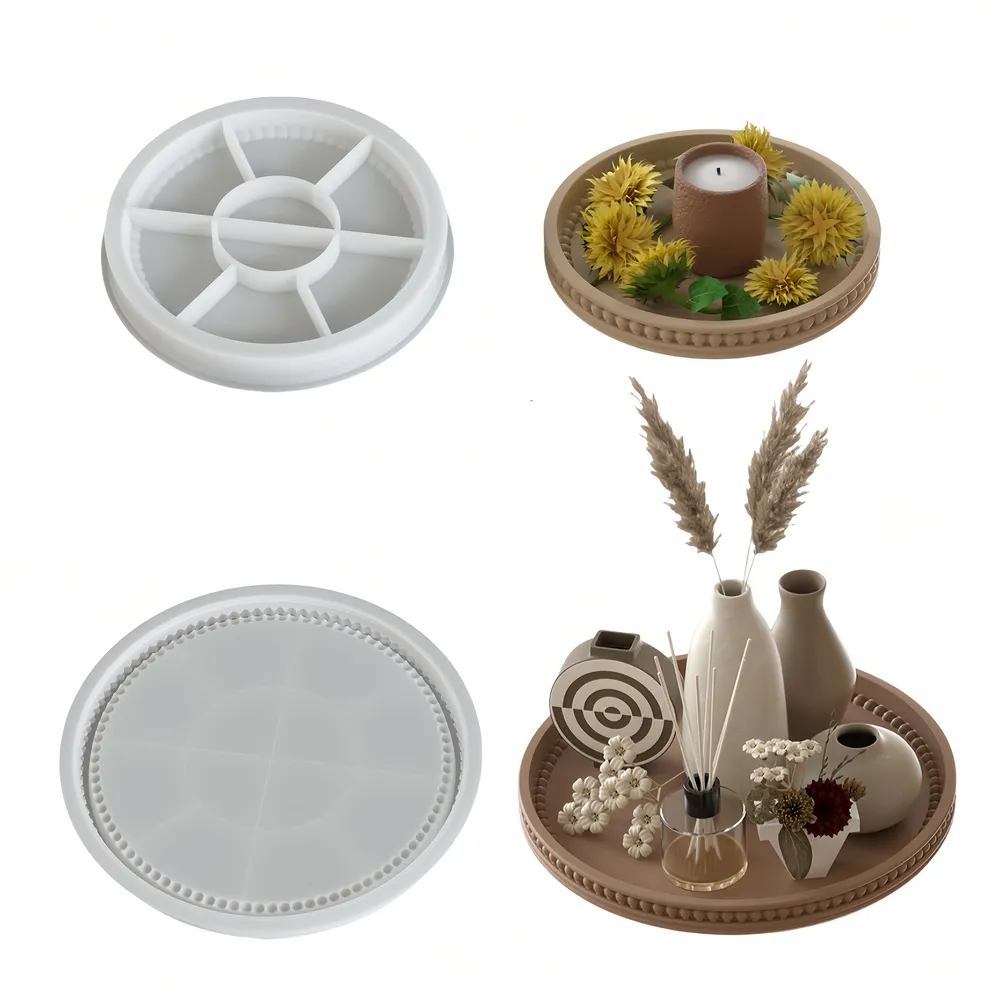 Moule silicone plateau rond mousse béton résine
