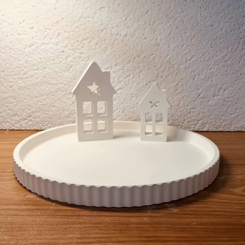 Moule silicone plateau rond rayé jardinière béton