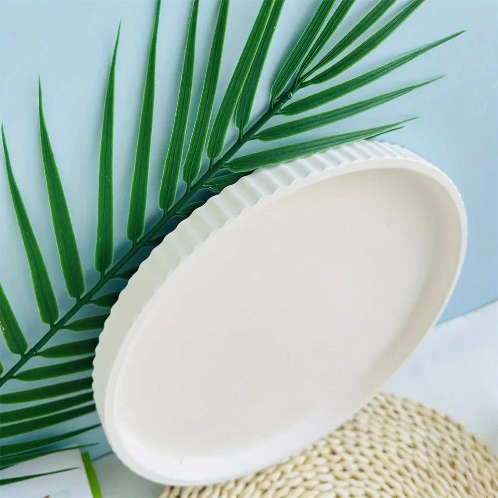 Moule silicone plateau rond rayé jardinière béton