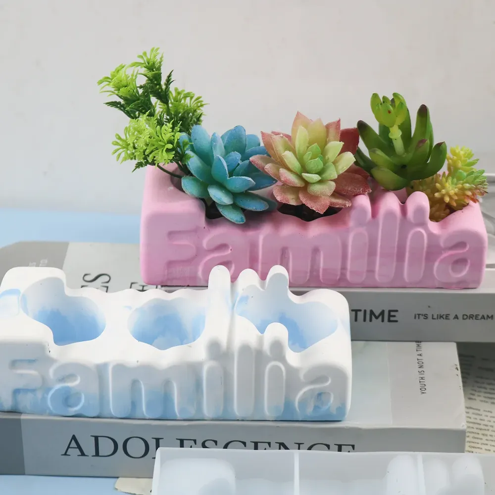 Moule silicone pot fleurs motif lettre