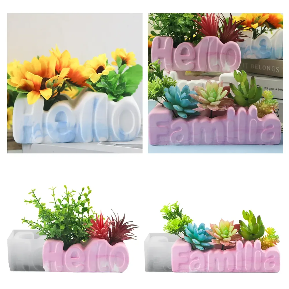 Moule silicone pot fleurs motif lettre