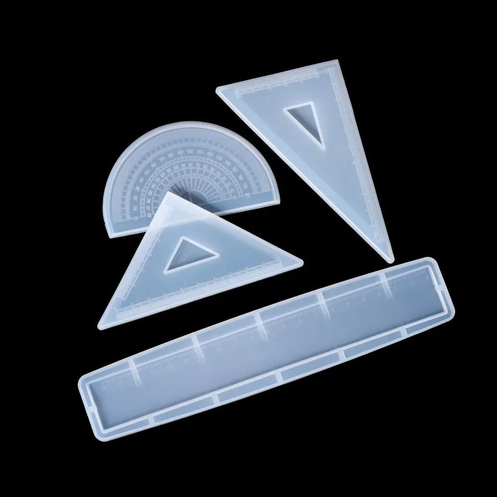 Moule silicone règles résine, rapporteur, triangle, droit