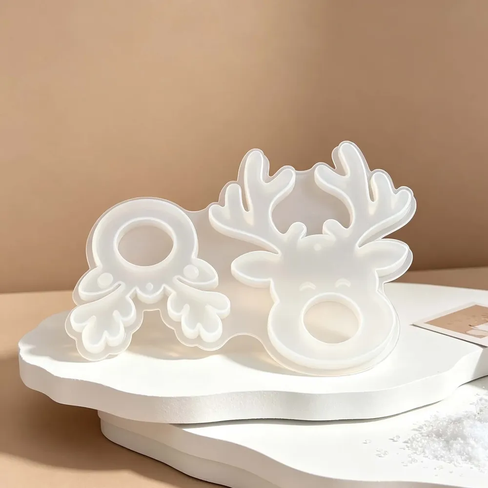 Moule silicone renne Noël pendentif étiquette résine