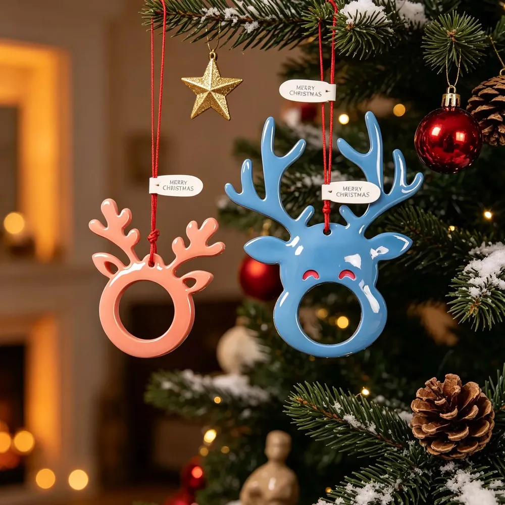 Moule silicone renne Noël pendentif étiquette résine