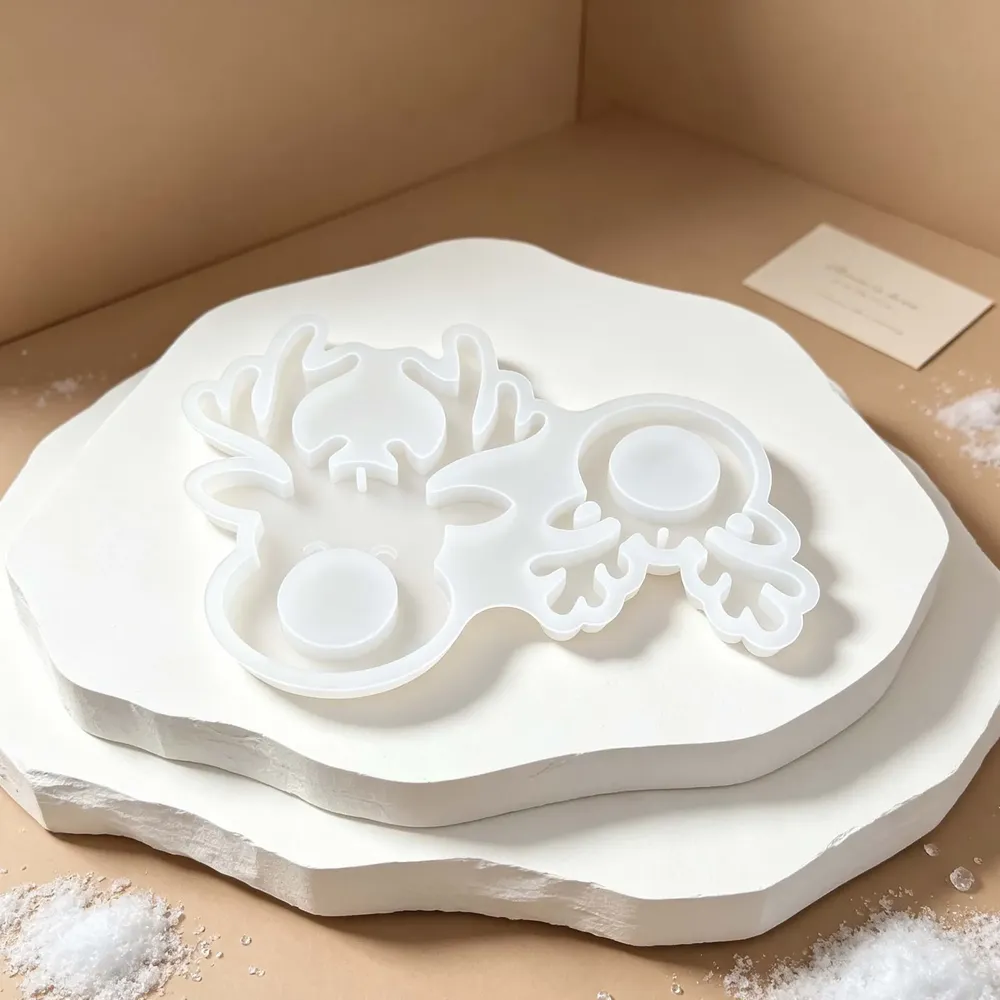Moule silicone renne Noël pendentif étiquette résine