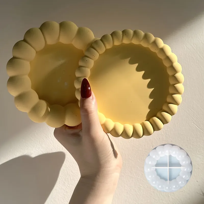 Moule silicone rond dessous verre plateau bijoux ciment