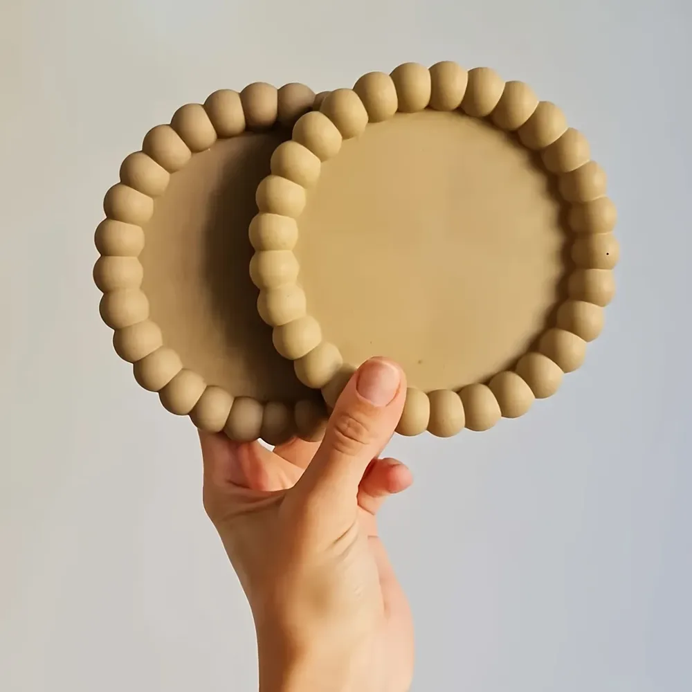 Moule silicone rond dessous verre plateau bijoux ciment