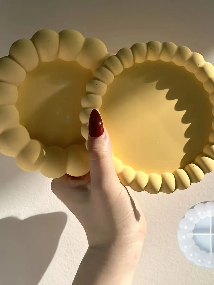 Moule silicone rond dessous verre plateau bijoux ciment