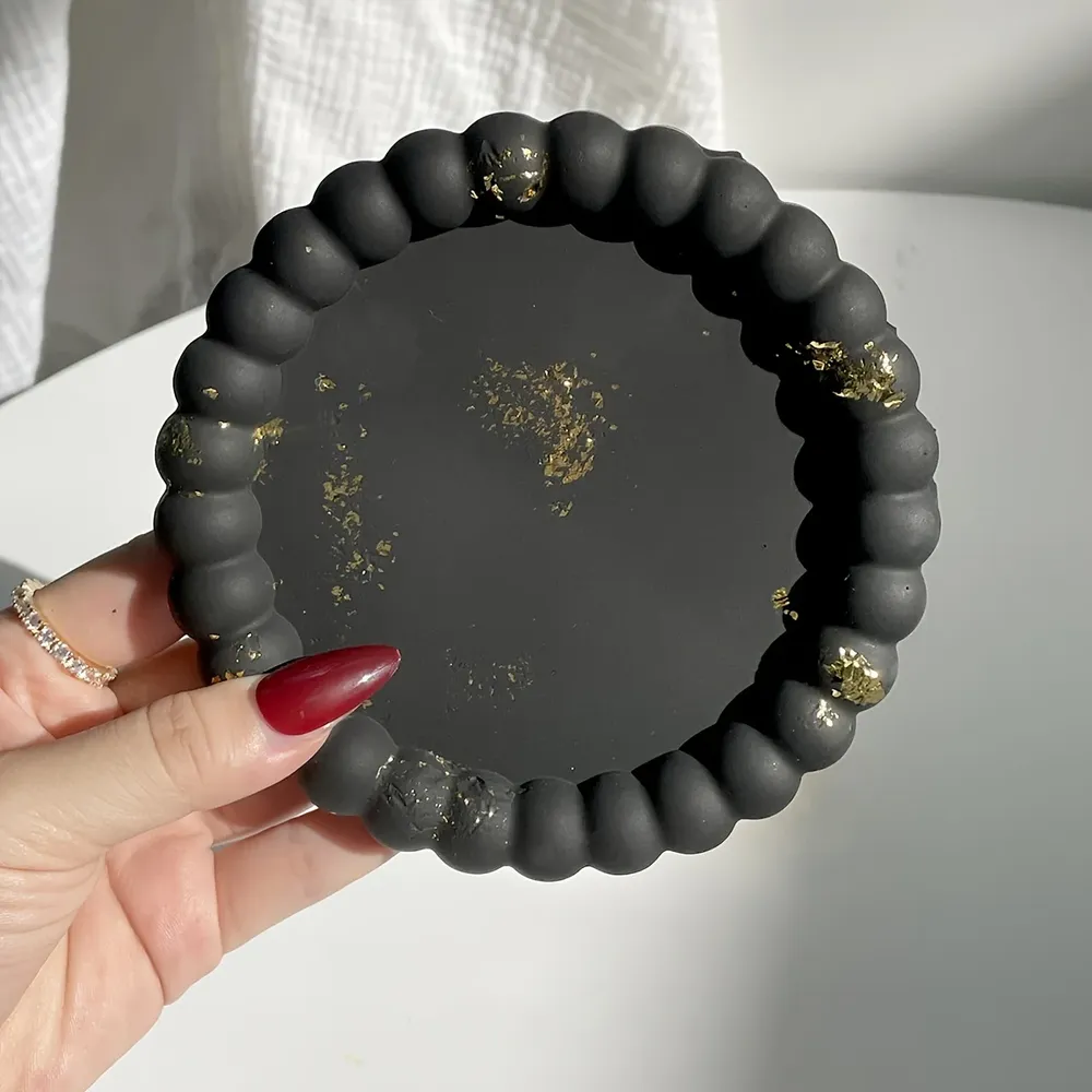 Moule silicone rond dessous verre plateau bijoux ciment