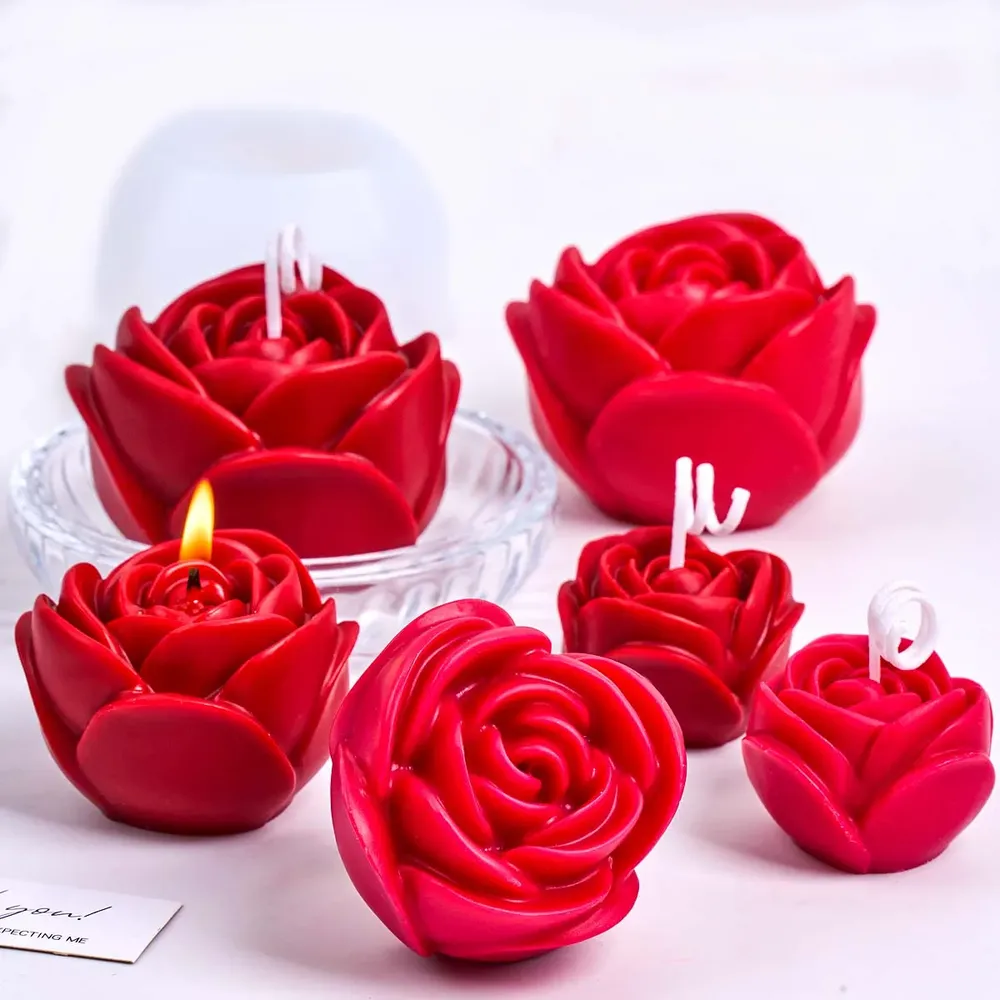 Moule silicone rose 3D pour bougie et savon