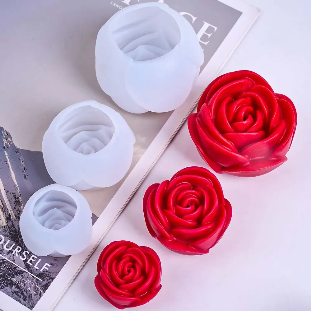 Moule silicone rose 3D pour bougie et savon