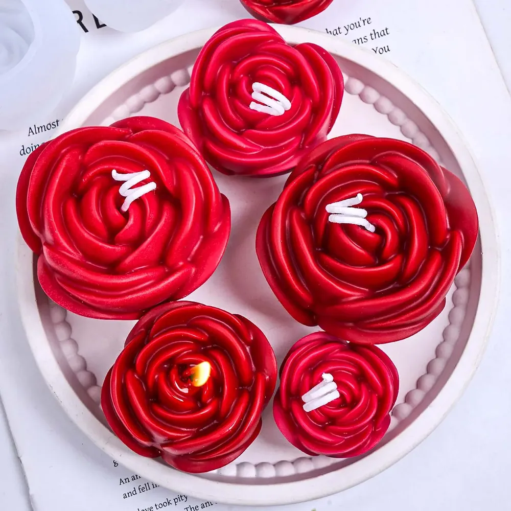 Moule silicone rose 3D pour bougie et savon