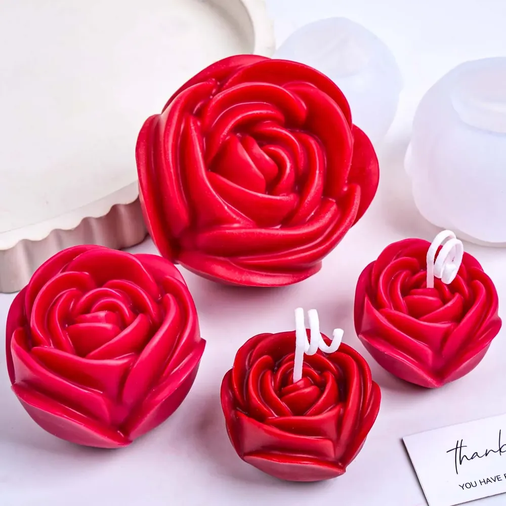 Moule silicone rose 3D pour bougie et savon