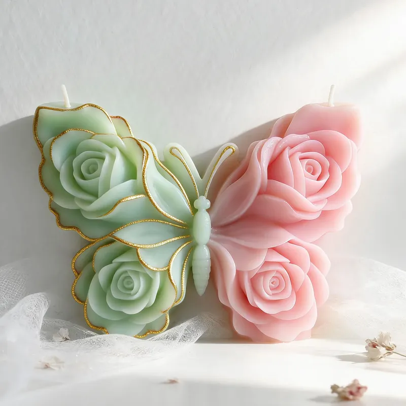 Moule silicone rose papillon pour bougie et savon