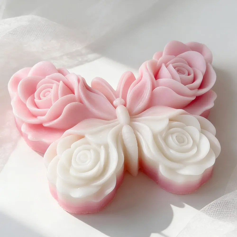 Moule silicone rose papillon pour bougie et savon