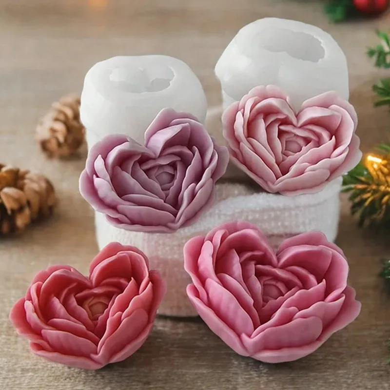 Moule silicone rose pour bougie savon et résine