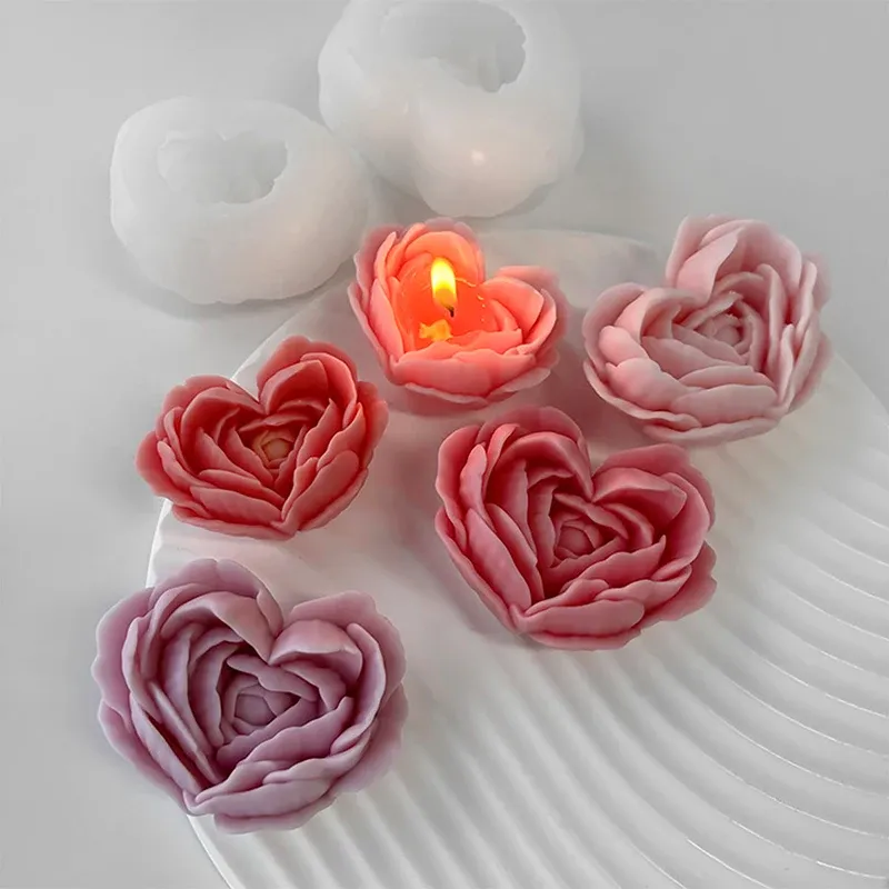 Moule silicone rose pour bougie savon et résine
