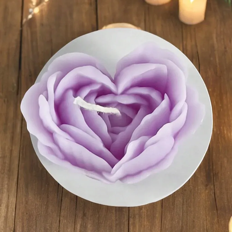 Moule silicone rose pour bougie savon et résine