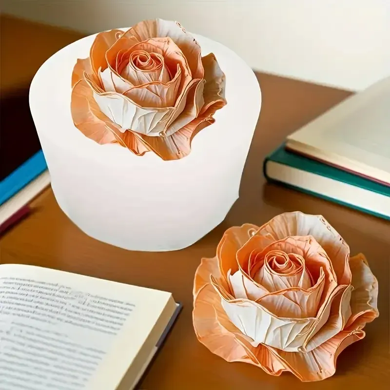 Moule silicone rose réaliste pour bougie et savon
