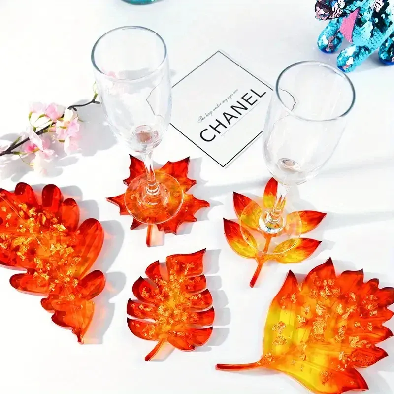 Moule silicone sous-verre érable tropical béton résine