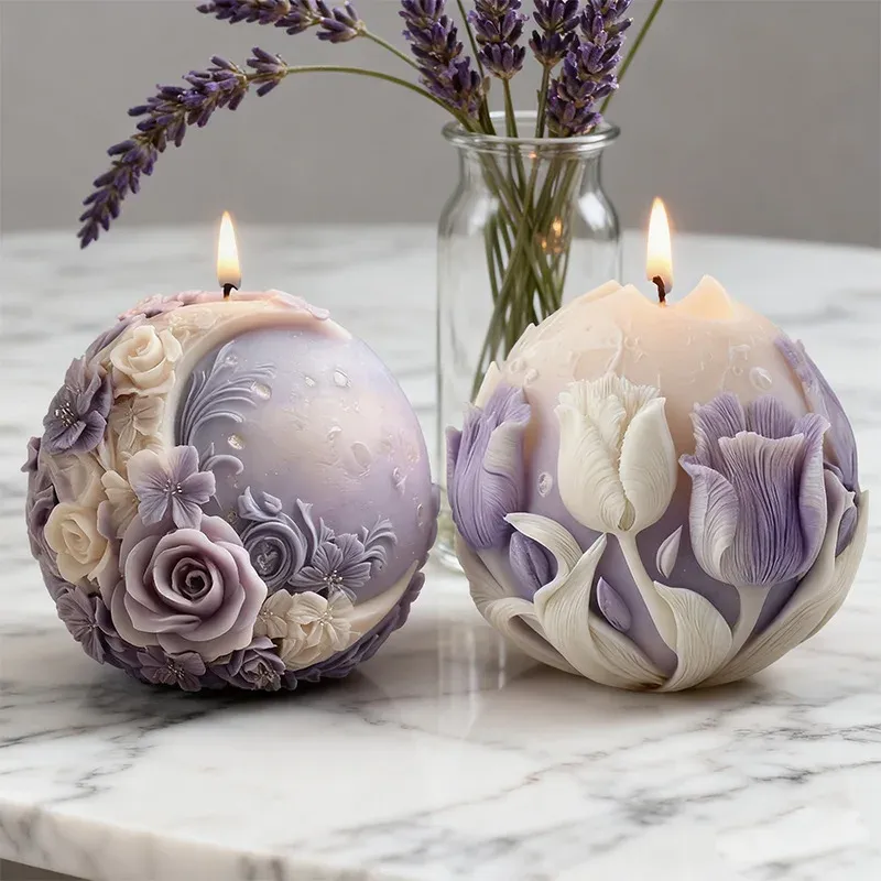 Moule silicone sphérique fleur pour bougie et savon