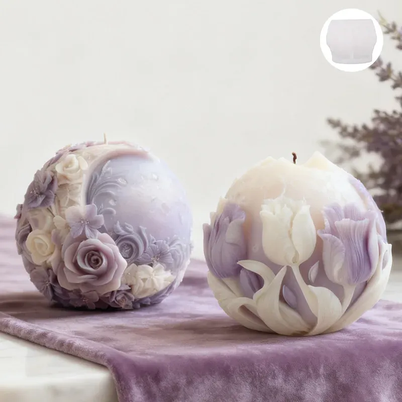 Moule silicone sphérique fleur pour bougie et savon