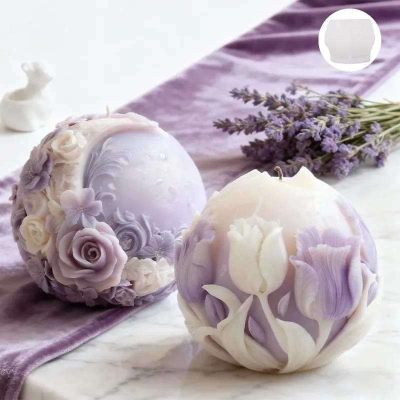 Moule silicone sphérique fleur pour bougie et savon
