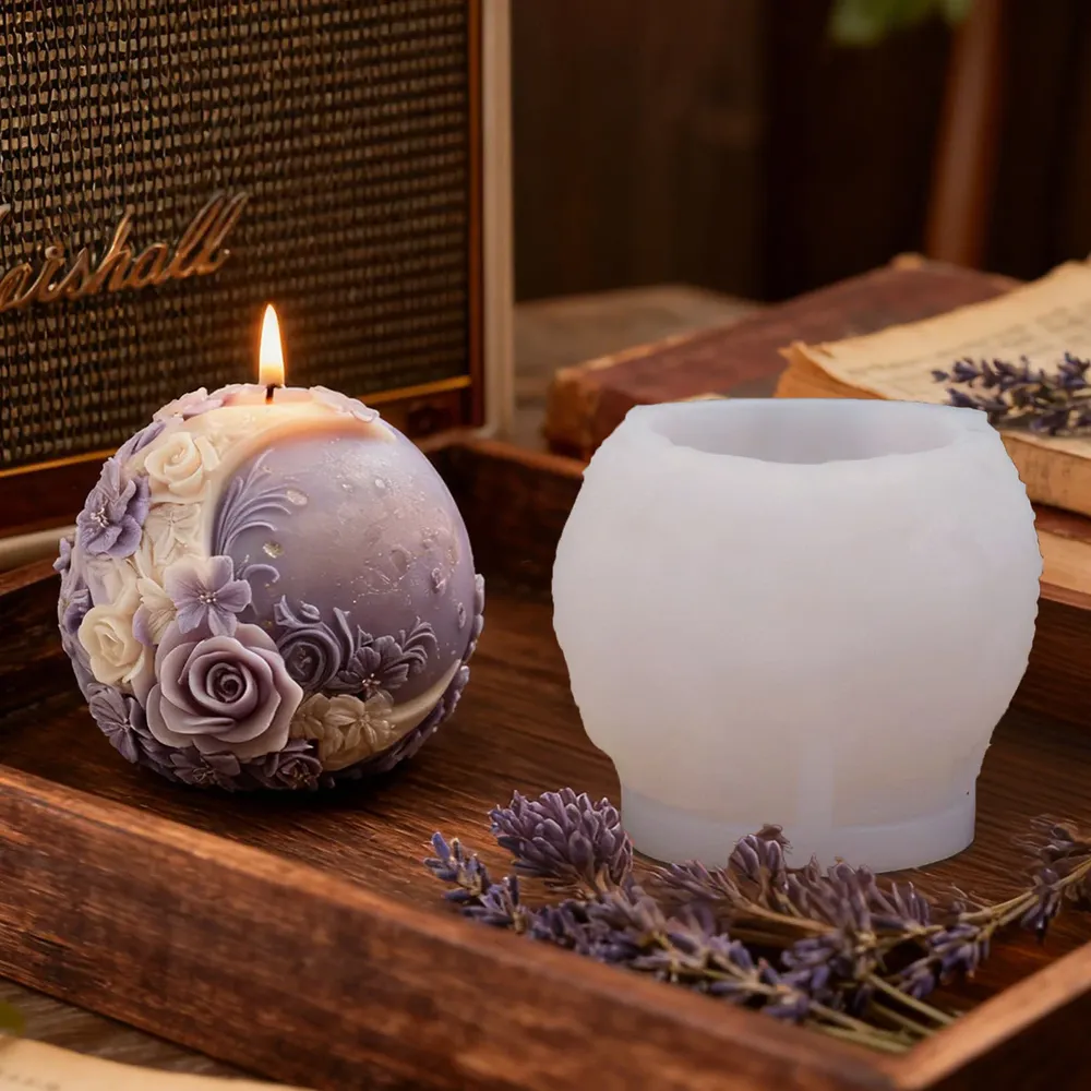 Moule silicone sphérique fleur pour bougie et savon