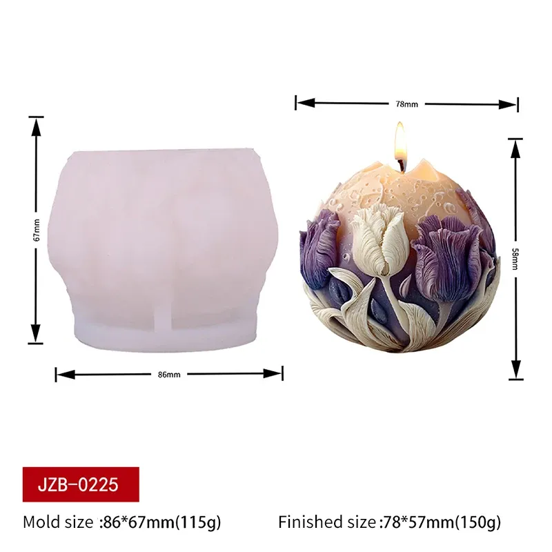 Moule silicone sphérique fleur pour bougie et savon
