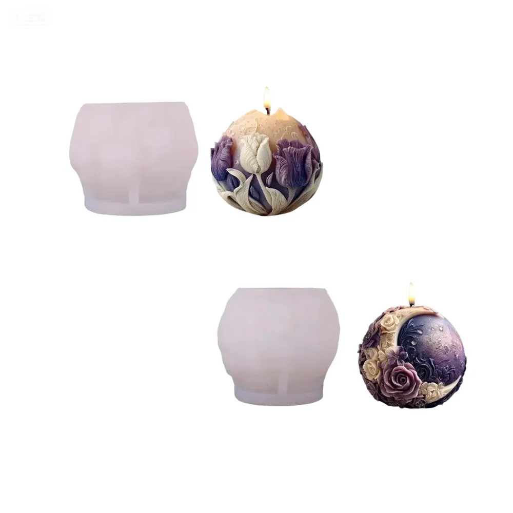 Moule silicone sphérique fleur pour bougie et savon