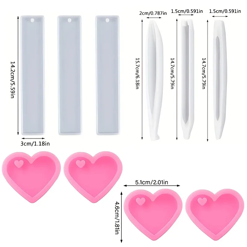 Moule silicone stylo marque-page porte-clés cœur