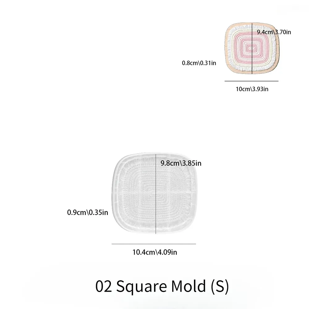 Moule silicone tasse tressée ovale carré rectangle pour résine