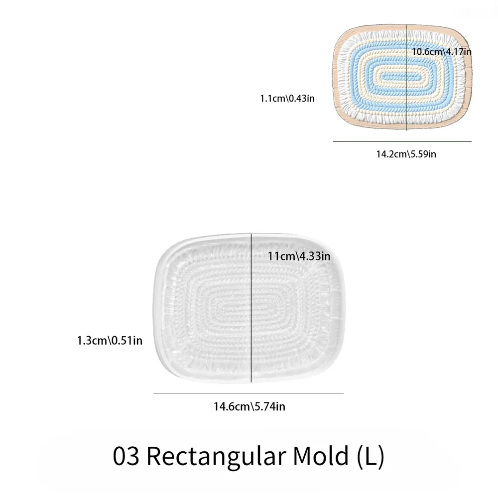 Moule silicone tasse tressée ovale carré rectangle pour résine