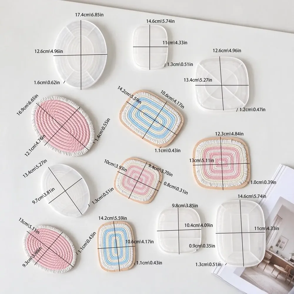 Moule silicone tasse tressée ovale carré rectangle pour résine