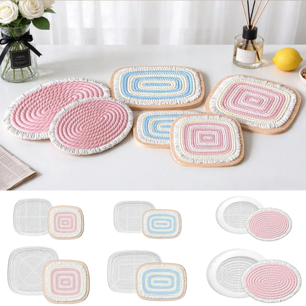 Moule silicone tasse tressée ovale carré rectangle pour résine