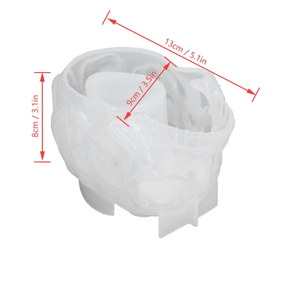 Moule silicone tête crâne 3D, cendrier, pot fleur, bougie