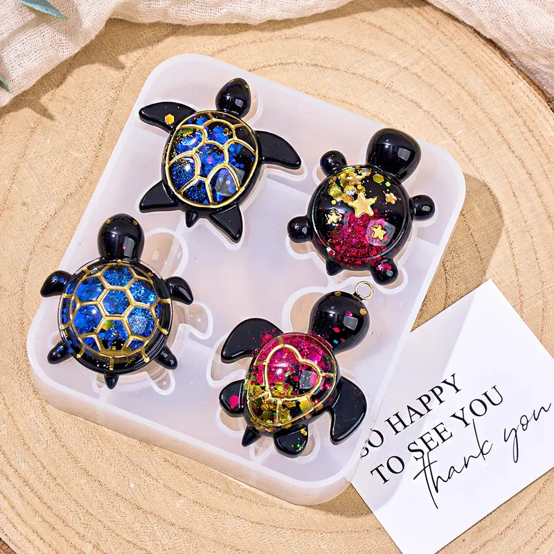 Moule silicone tortue marine 4 cavités porte-clés pendentif