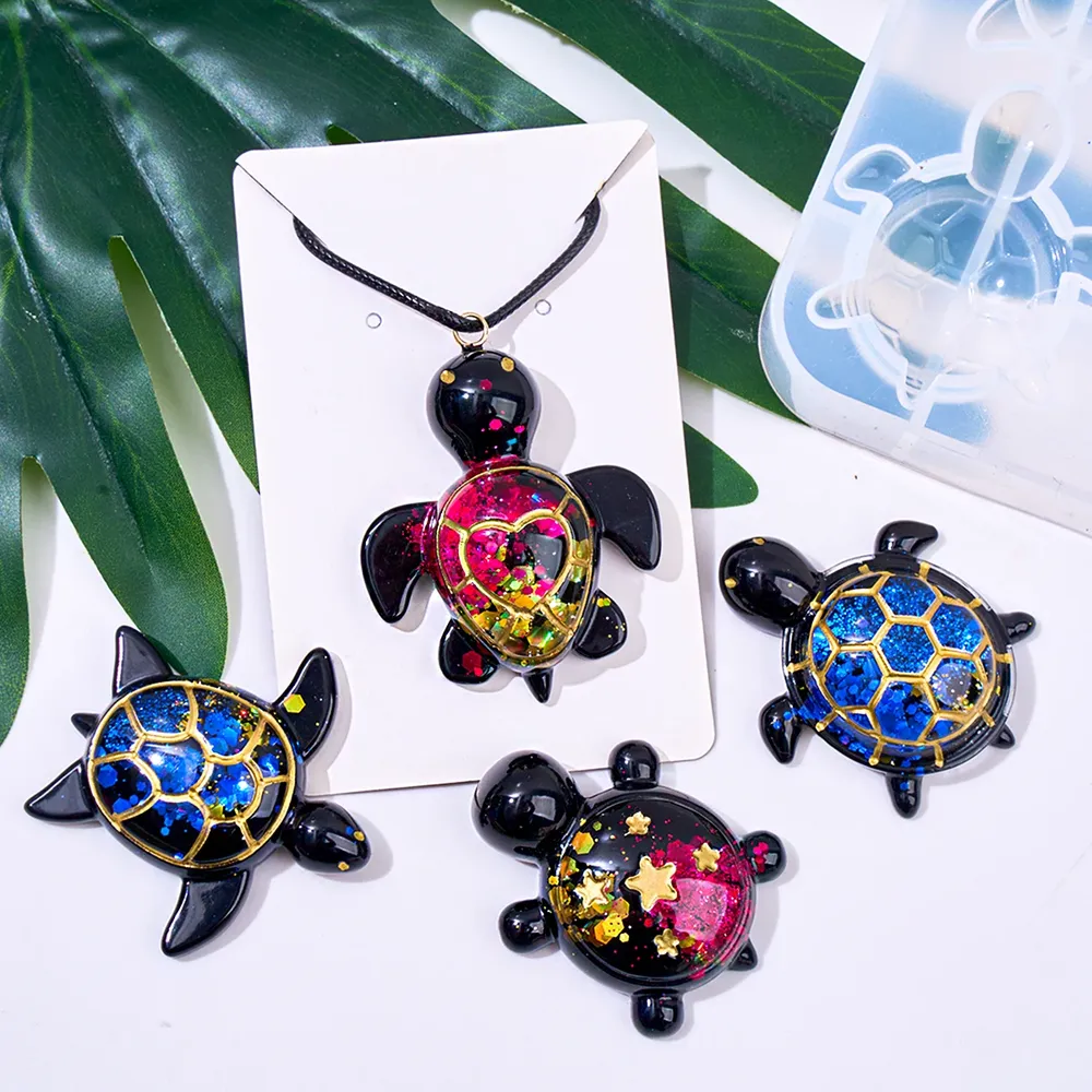 Moule silicone tortue marine 4 cavités porte-clés pendentif