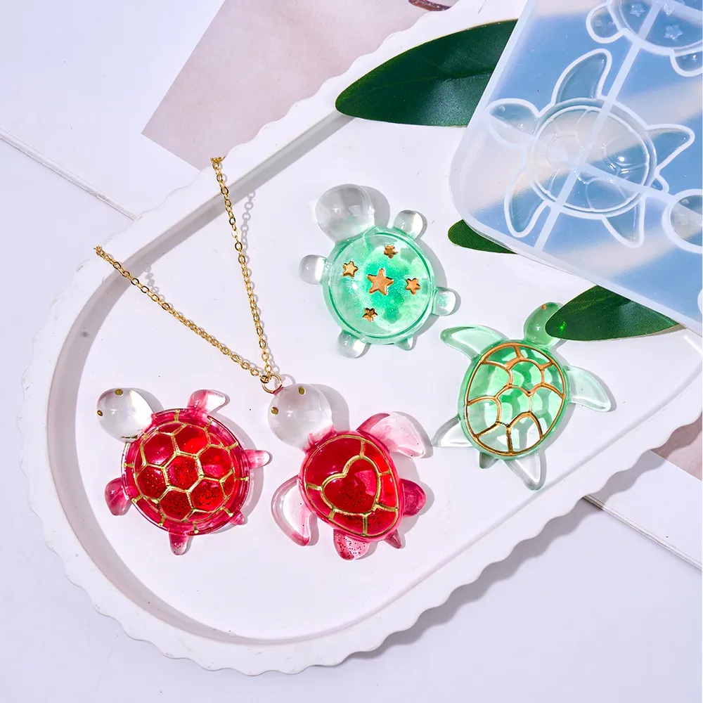 Moule silicone tortue marine 4 cavités porte-clés pendentif