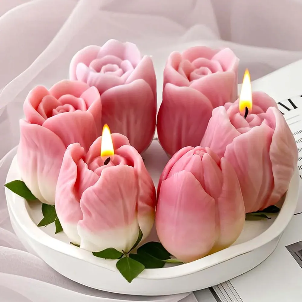 Moule silicone tulipe 3D pour bougies et artisanat résine