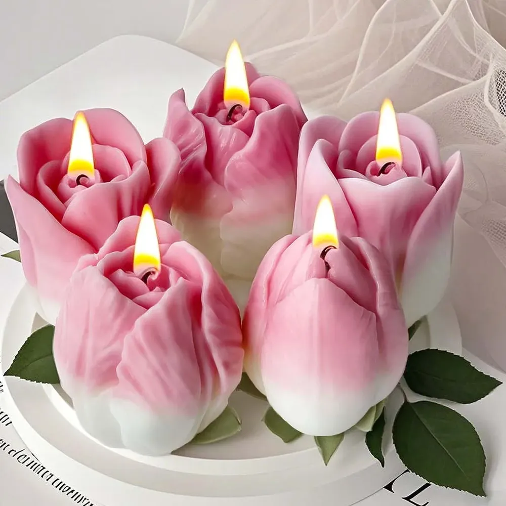 Moule silicone tulipe 3D pour bougies et artisanat résine