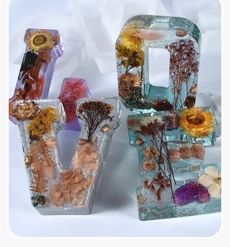 Moule silicone vase rayé 26 lettres pour pot fleurs