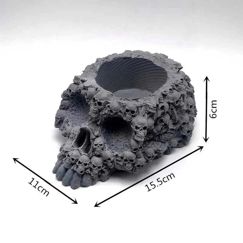 Moule silicone vase tête crâne, cendrier, plâtre, béton