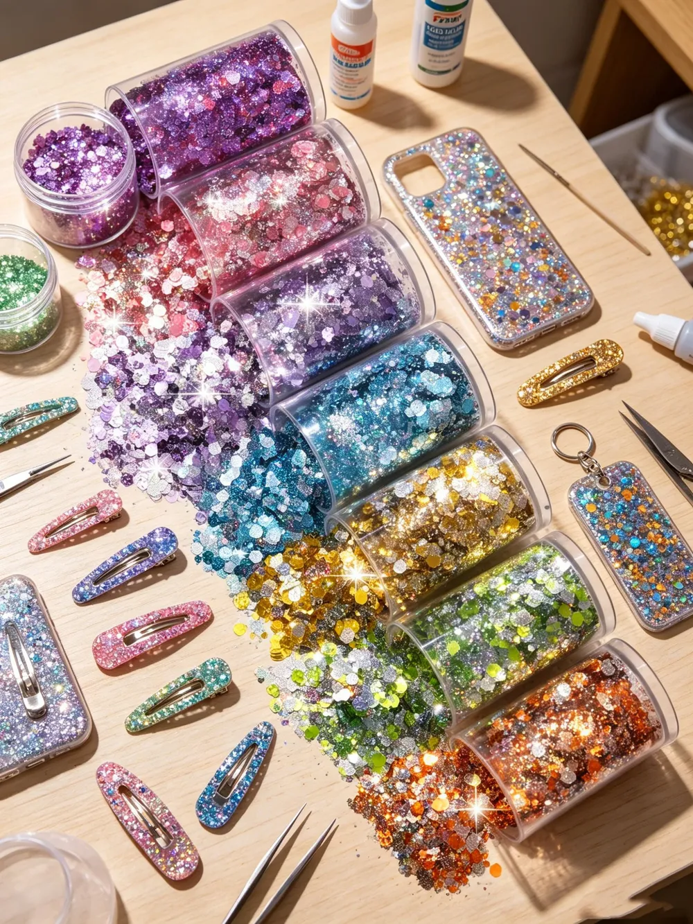 Paillettes épaisses irisées 8 couleurs pour résine