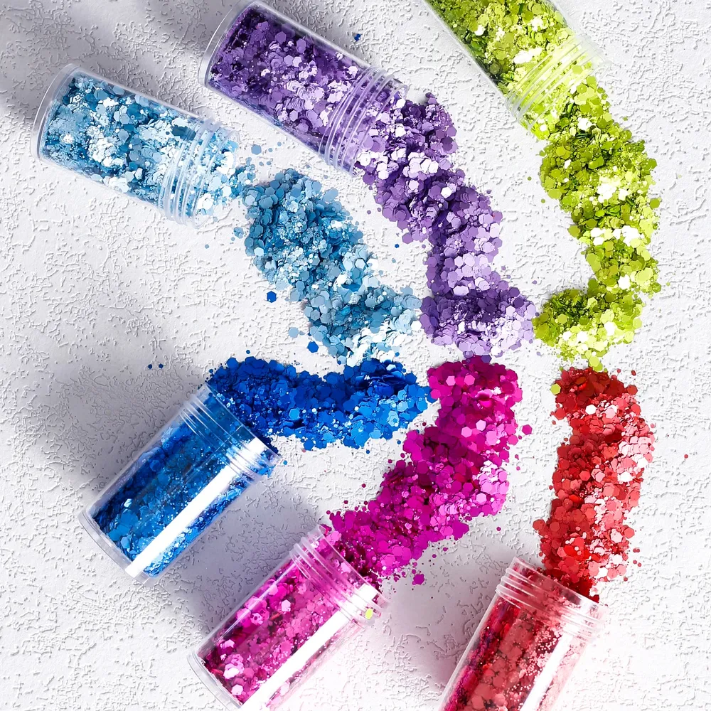 Paillettes épaisses irisées 8 couleurs pour résine